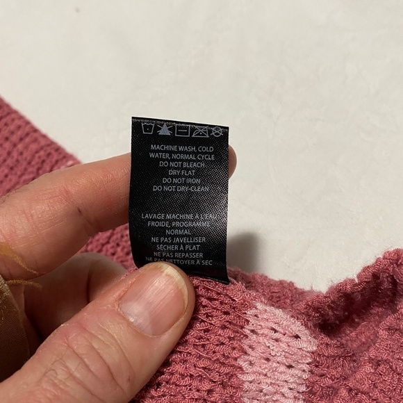 Lily Morgan Pink Striped Women's Oversized V-neck‎ Tunic Sweater Size 1x - Picture 10 of 10